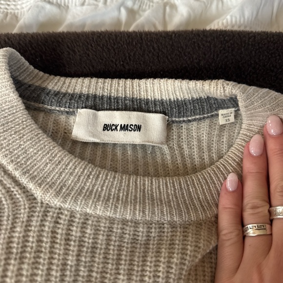 Buck Mason Cream/Gray Sweater - Picture 2 of 4
